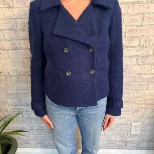 Free People Deep Blue Pea Coat